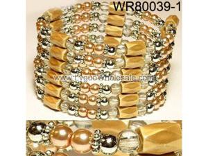 36inch Golden Plastic ,Glass, Magnetic Wrap Bracelet Necklace All in One Set